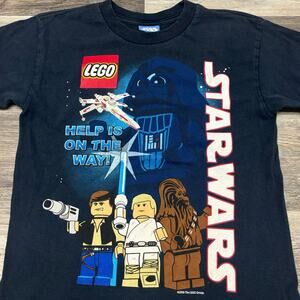 2000s Star Wars LEGO Darth Vader Luke Skywalker Hans Chewbacca Boys L T-Shirt